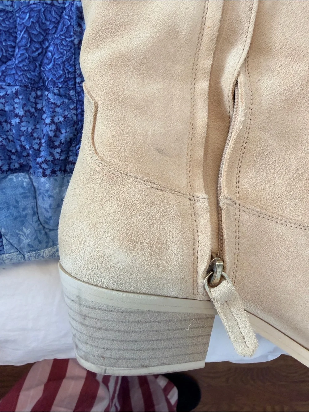 Women’s Knee-High Suede Boot in Beige